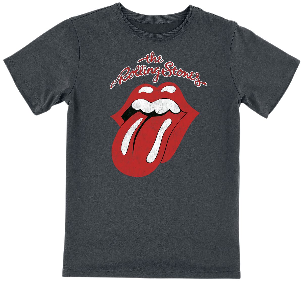 The Rolling Stones T-Shirt - Amplified Collection - Kids - Vintage Tongue - 92 bis 164 - für Mädchen & Jungen - Größe 164 - charcoal  - Lizenziertes