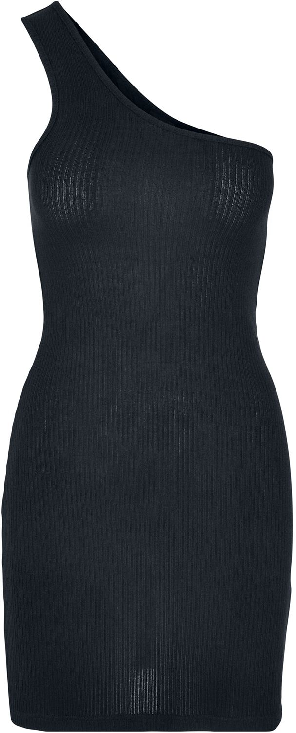 Ladies Rib One Shoulder Dress Kurzes Kleid schwarz von Urban Classics