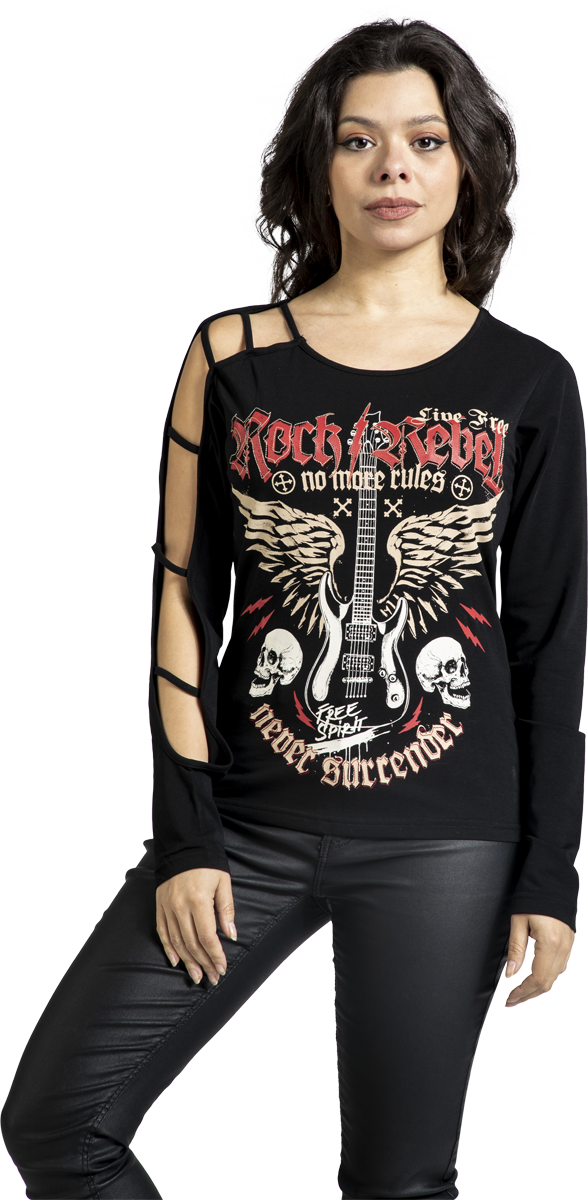 Thumbnail - Rock Rebel by EMP Skulls & Details Langarmshirt schwarz in L