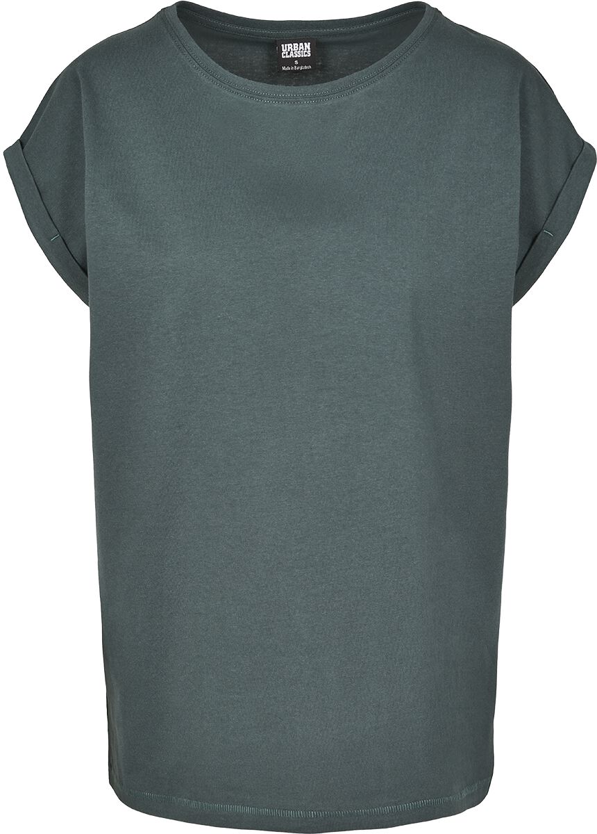 Urban Classics T-Shirt - Ladies Extended Shoulder Tee - XS bis 5XL - für Damen - Größe XL - flaschengrün