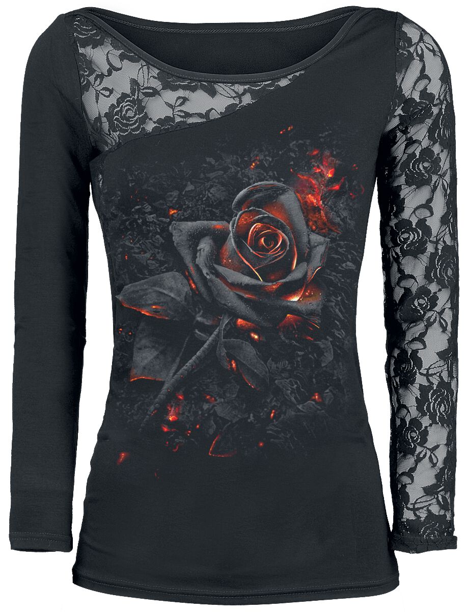 Levně Spiral Burnt Rose Dámské tričko s dlouhými rukávy černá
