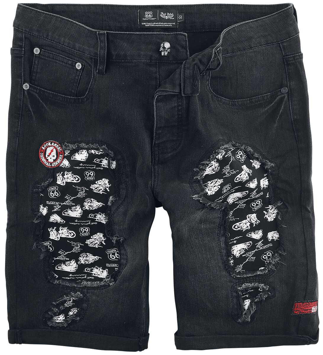 Rock Rebel X Route 66 Schwarze Shorts mit Destroyed Details Short schwarz von Rock Rebel by EMP