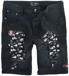Rock Rebel X Route 66 - Schwarze Shorts mit Destroyed Details, Rock Rebel by EMP, Short