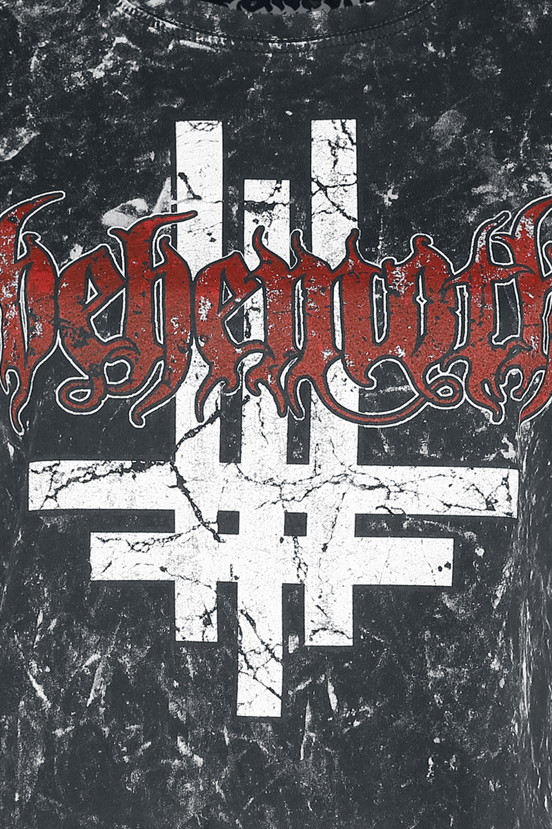 Behemoth Distressed Webnet T-Shirt schwarz weiß