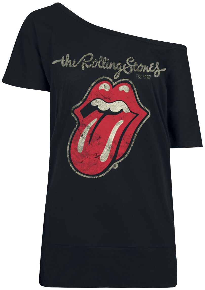 T-Shirt Manches courtes de The Rolling Stones - Langue Usée - S à 5XL - pour Femme - noir