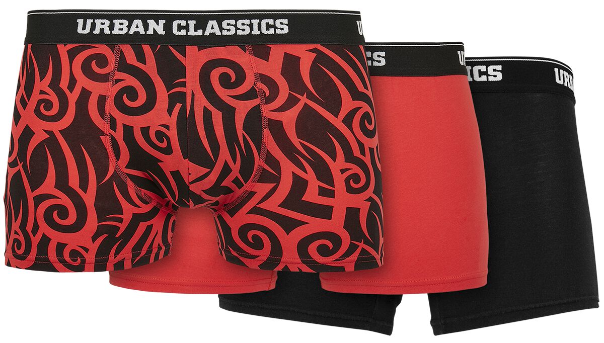 Urban Classics Organic Boxer Shorts 3-Pack Boxers red black