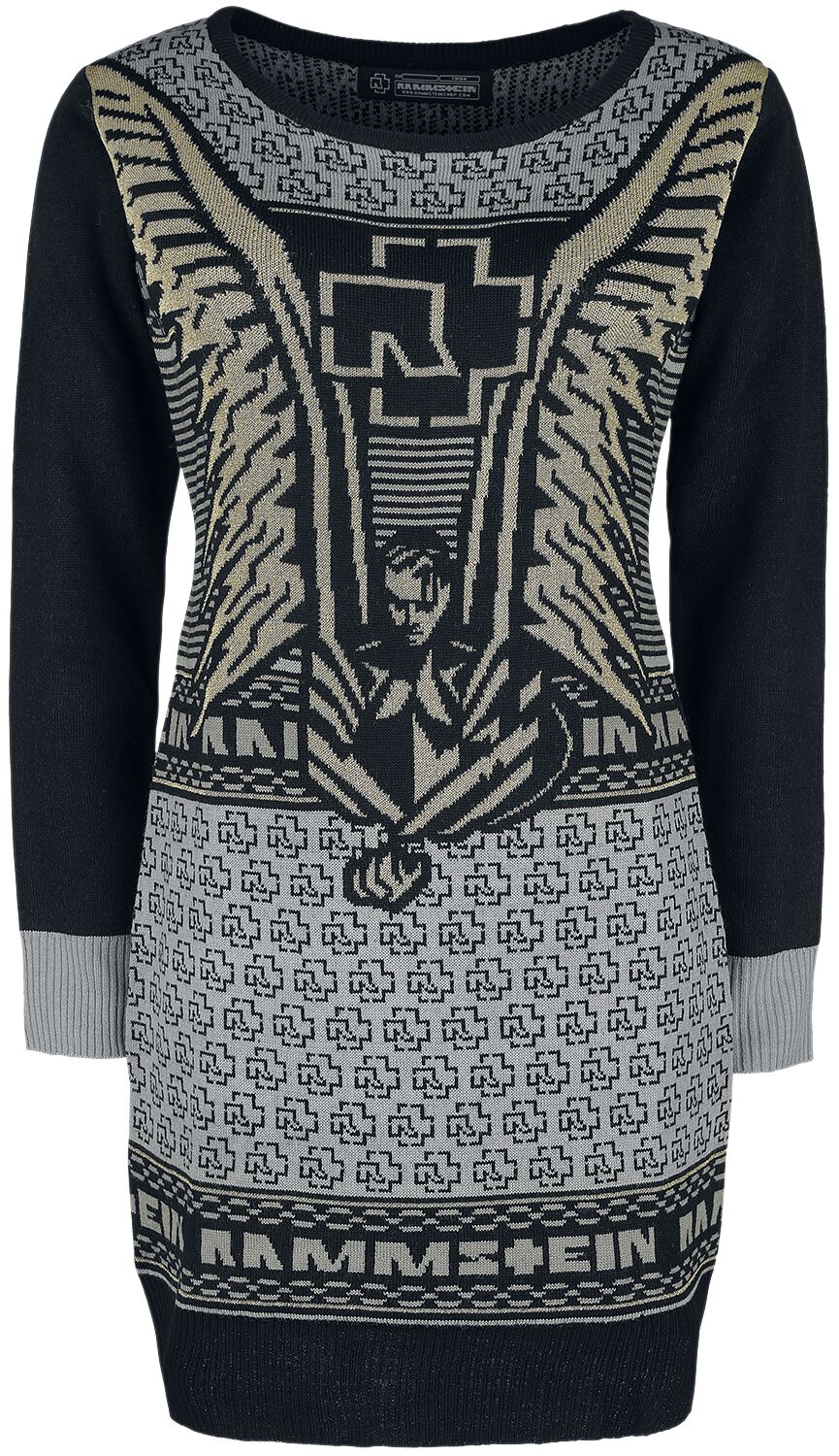 Robe mi-longue de Rammstein - Christmas Dress Gold - S à 3XL - pour Femme - noir/or