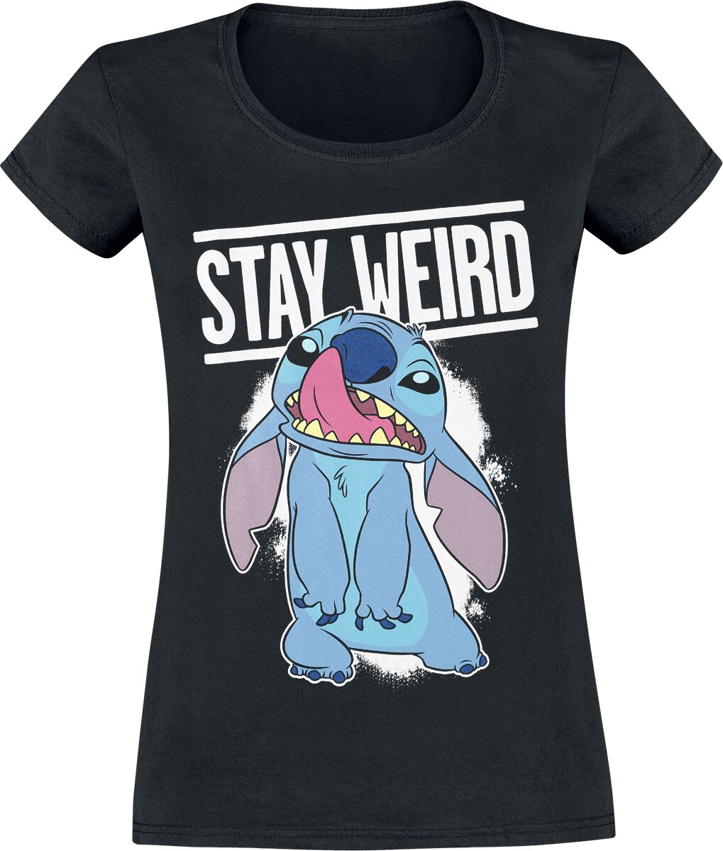 Lilo & Stitch - Disney T-Shirt - Stay Weird - S bis XXL - für Damen - Größe L - schwarz  - Lizenzierter Fanartikel