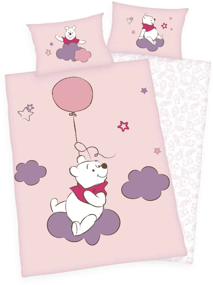 Winnie The Pooh - Disney Bettwäsche - Balloon Winnie - rosa/weiß  - Lizenzierter Fanartikel