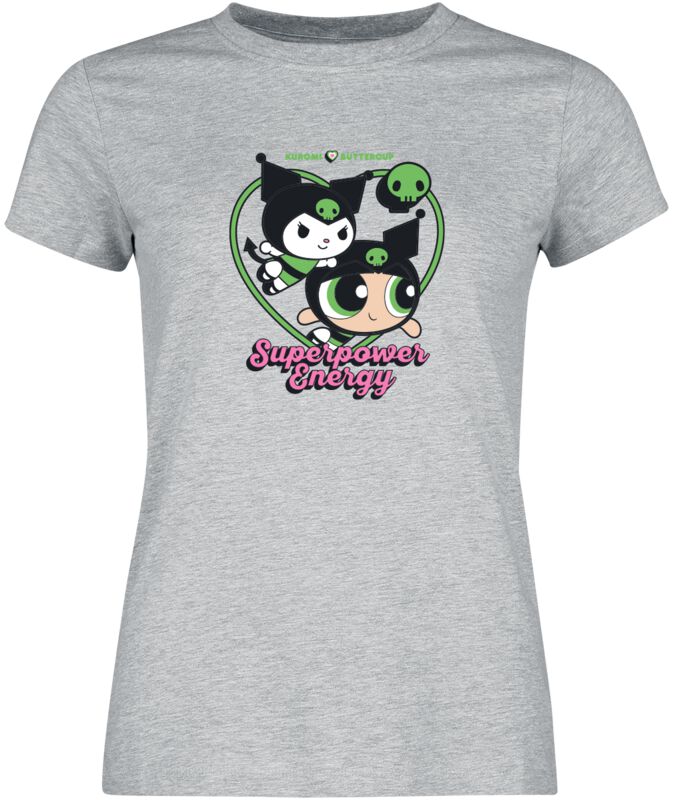 Levně Hello Kitty Hello Kitty & Powerpuff Girls - Superpower Energy Dámské tričko prošedivelá