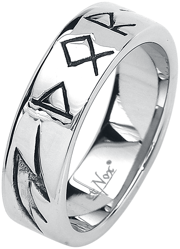 etNox hard and heavy Thors Schriftzeichen Ring silberfarben