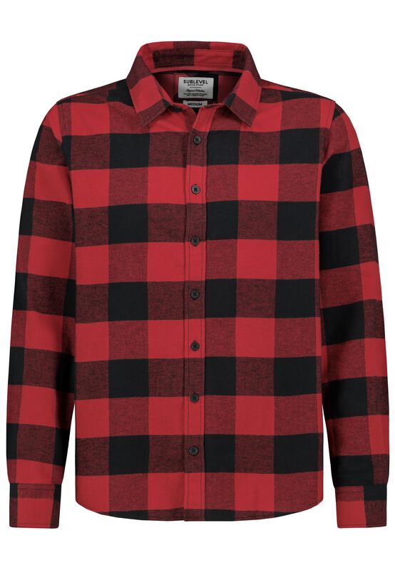 Sublevel Flanellhemd - FLANELL SHIRT - S bis XXL - für Männer - Größe S - schwarz/rot