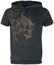 Hoody T-Shirt With Skull Print, Black Premium by EMP, T-Shirt