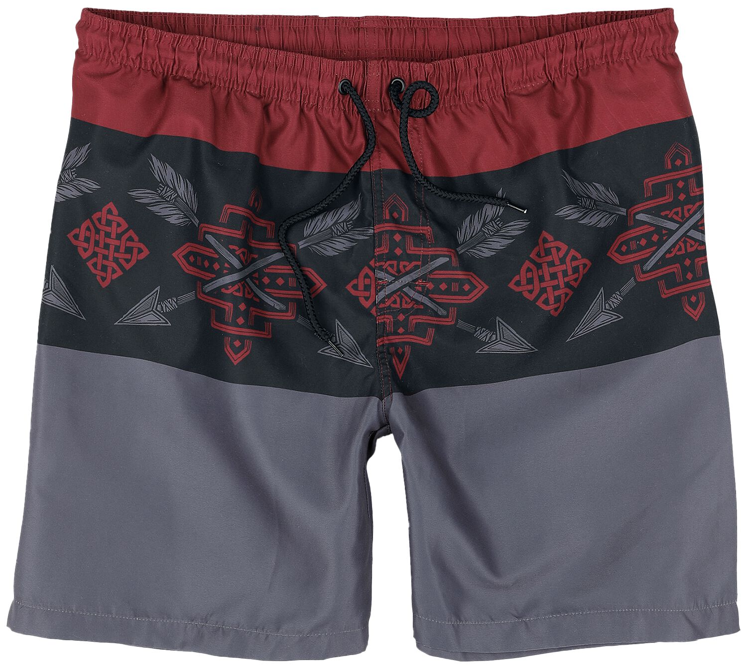 Black Premium by EMP Tricolor Swim Shorts with Arrow Print Badeshort rot schwarz in M
