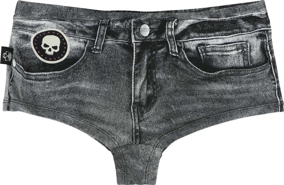 Levně Rock Rebel by EMP Bikinové kalhotky s denimovým vzhledem Spodní díl plavek tmavě šedá