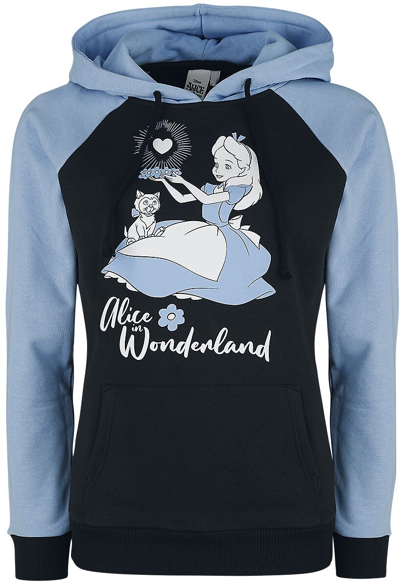 Image of Alice im Wunderland Flower Cat Girl-Kapuzenpulli schwarz/blau