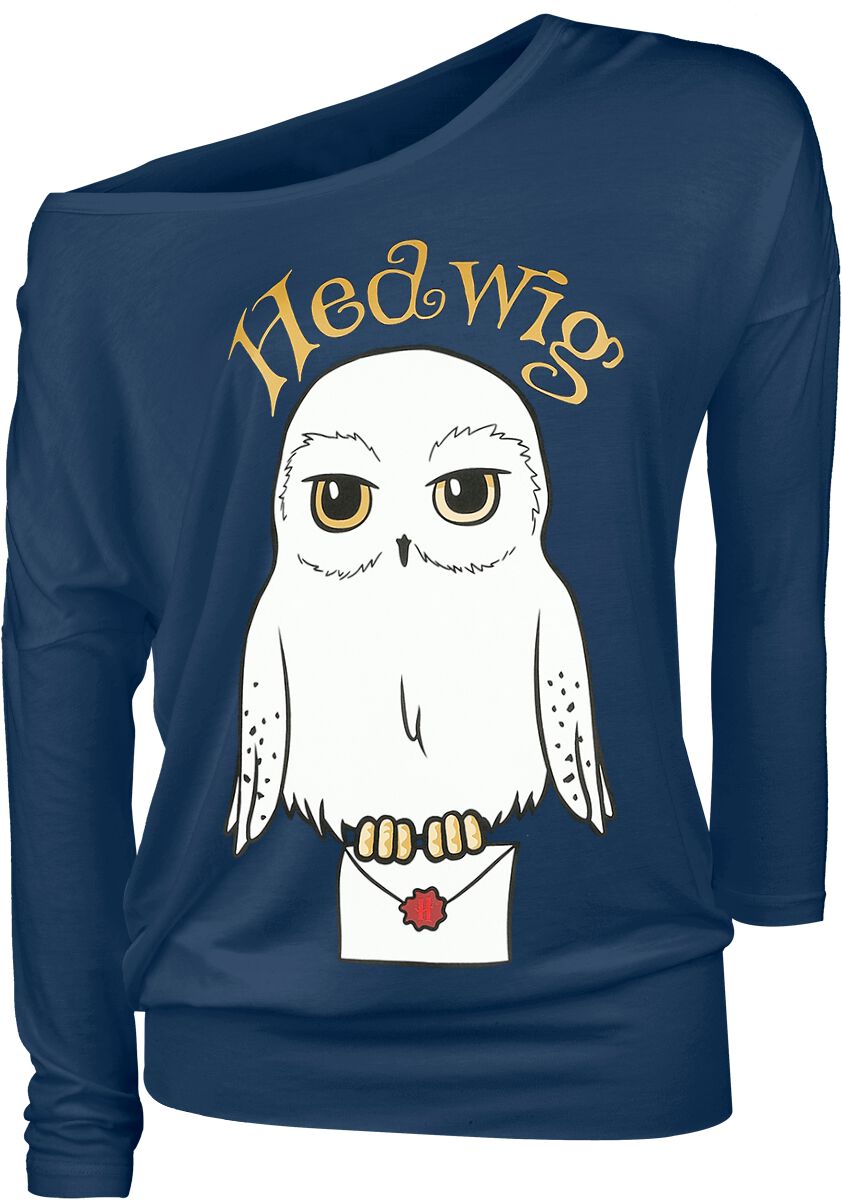 T-shirt manches longues de Harry Potter - Hedwige - L à XL - pour Femme - bleu foncé