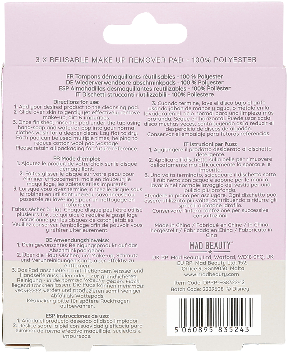 Arielle, die Meerjungfrau Mad Beauty - wiederverwendbare Abschminkpads Kosmetik weiß pink