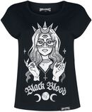 T-Shirt mit Königin und Mond, Black Blood by Gothicana, T-Shirt