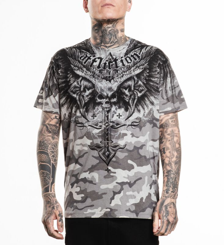 Levně Affliction Death Eyes S/S Tee Tričko šedá