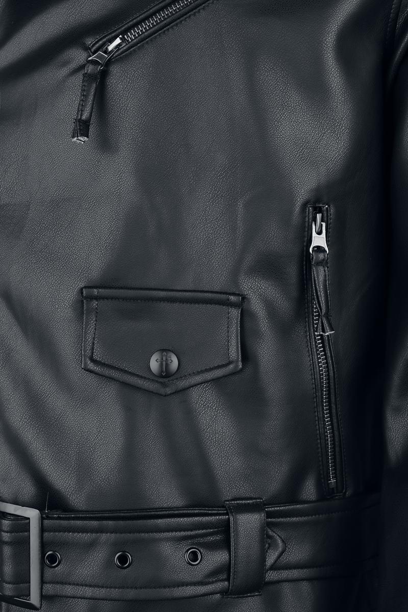 Thumbnail - Gothicana by EMP Jacket in Black and White Kunstlederjacke schwarz weiß in S