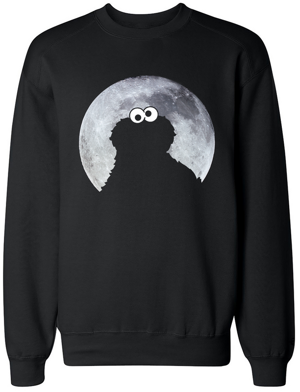 Sesame Street  Sweatshirt - Cookie Monster - Moonight - for Men - black