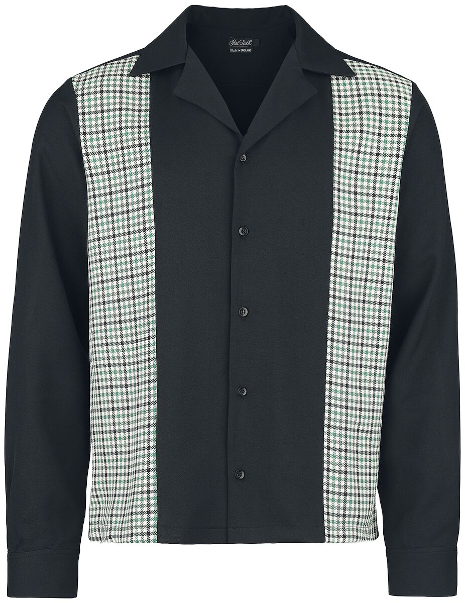Chet Rock - Rockabilly Langarmhemd - Noah Long Sleeve Shirt - S bis XXL - für Männer - Größe S - schwarz/grün