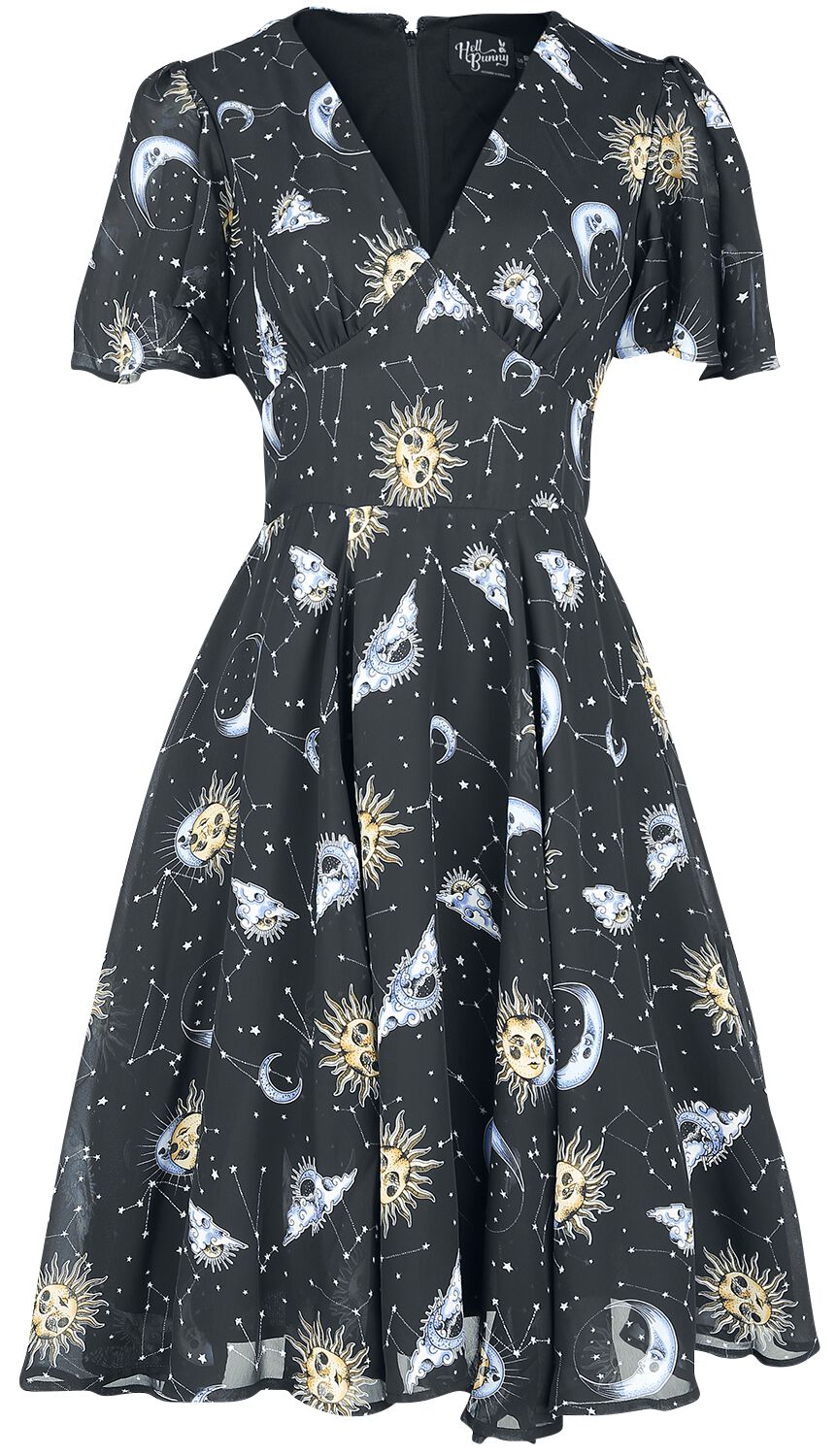 Hell Bunny Kleid knielang Solaris Dress XS bis 4XL für Damen Größe M schwarz  - Onlineshop EMP