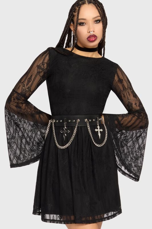 Killstar - Goth Kort kjole - Crux Obscura - Obscura Sanctum Mini-Kjole - XS til 4XL - Damer - svart