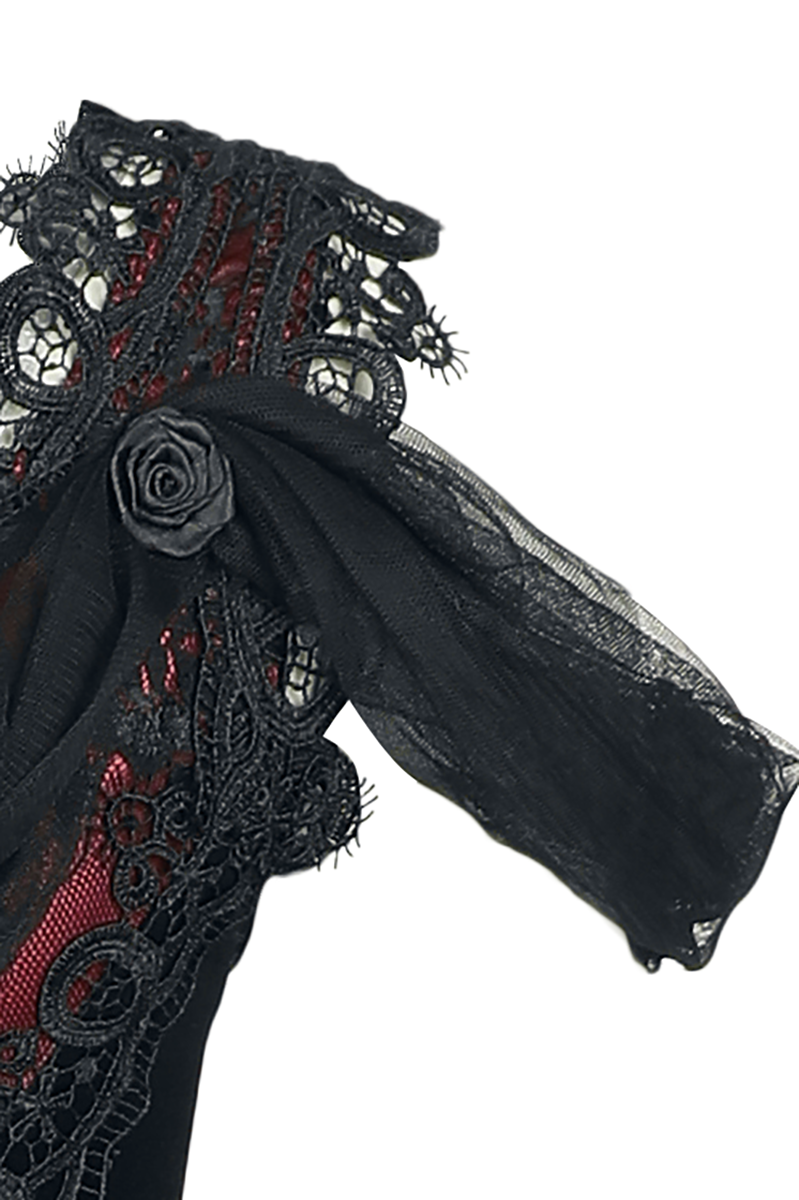 Thumbnail - Sinister Gothic Gothic Dress Langes Kleid schwarz rot in L