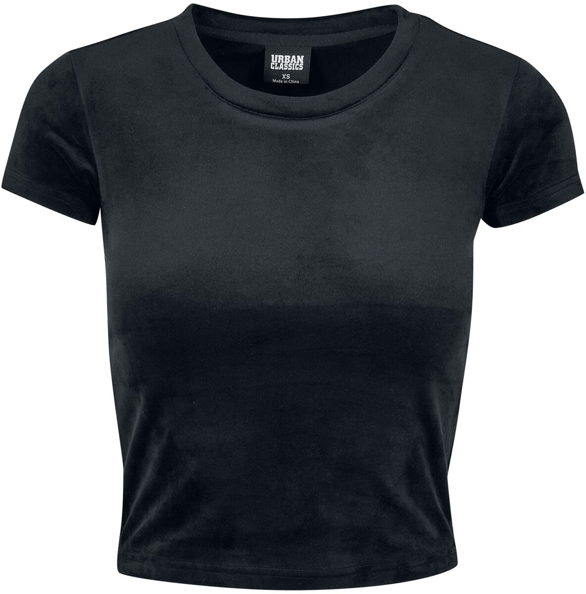 Levně Urban Classics Dámské, krátké, sametové tričko Tričko černá