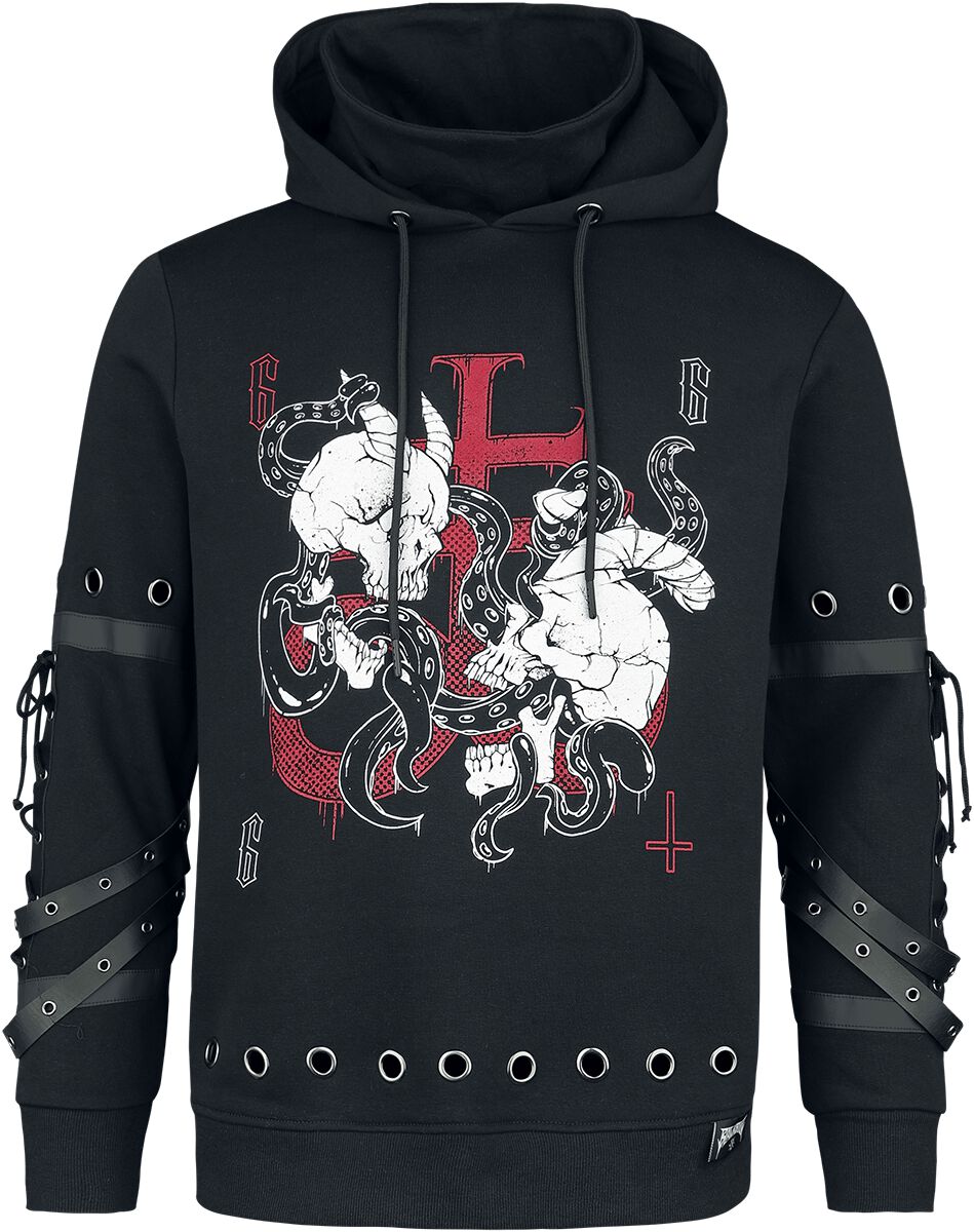 Image of Felpa con cappuccio Gothic di Black Blood by Gothicana - Hoodie with straps and eyelets - S a XXL - Uomo - nero