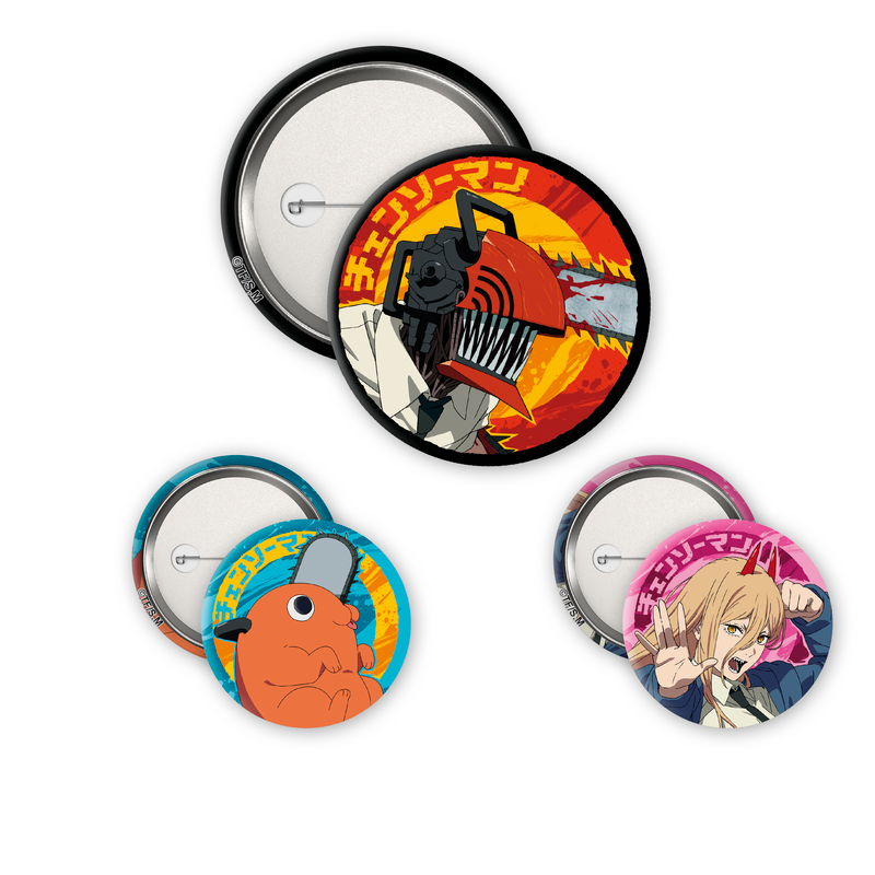Chainsaw Man Anime Badge Set - Denji - Devil - Pochita - multicolour