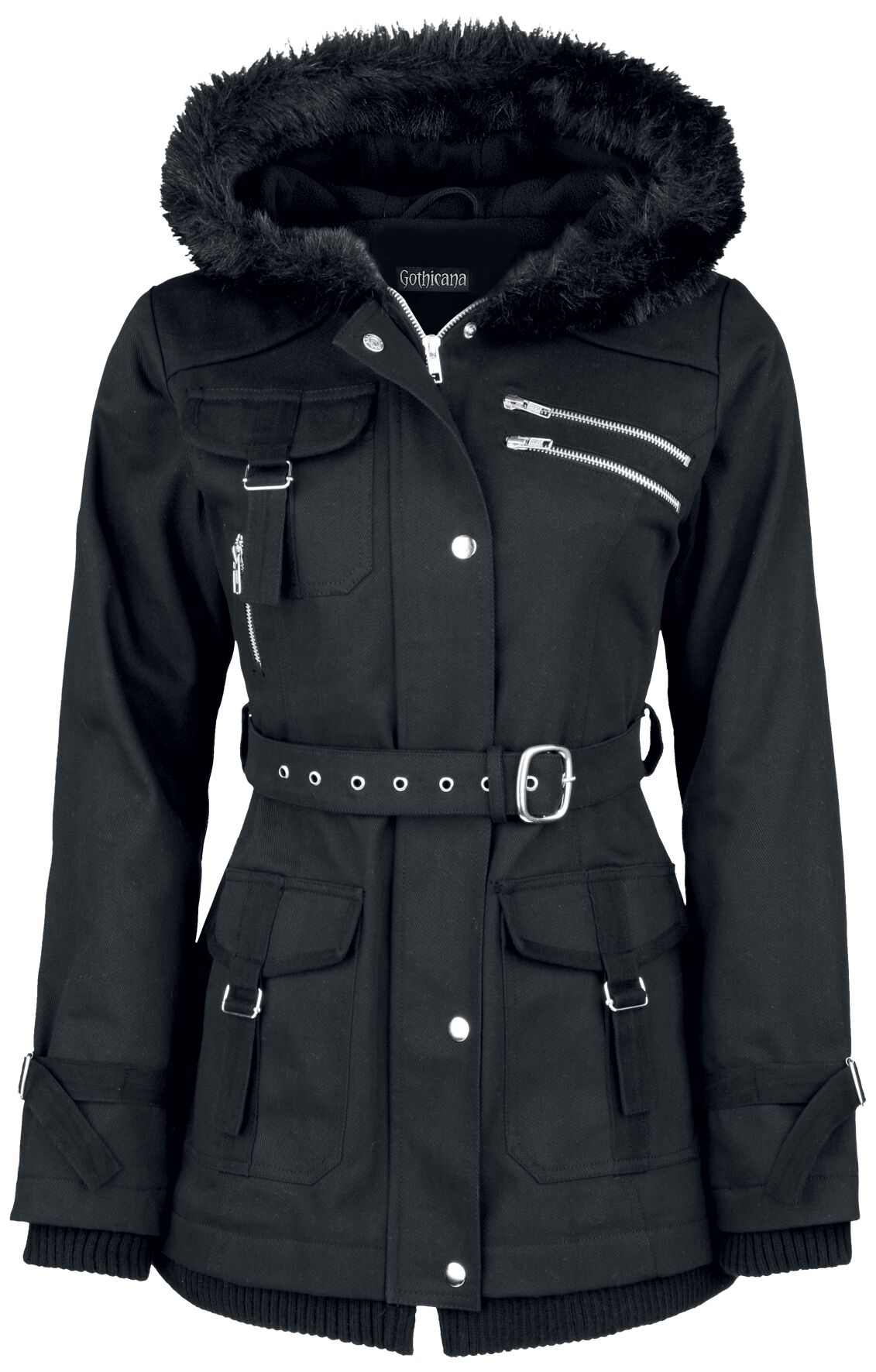 Gothicana by EMP - Gothic Winterjacke - Multi Pocket Jacket - S bis 6XL - für Damen - Größe 4XL - schwarz