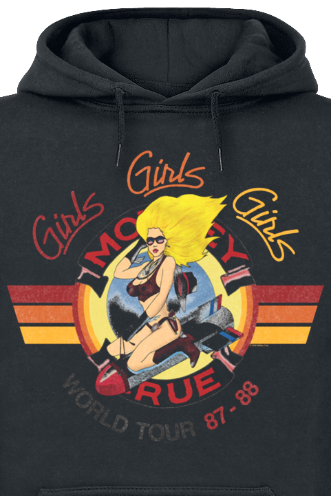 Mötley Crüe Girls Girls Girls Bomber Tour Vintage Kapuzenpullover schwarz