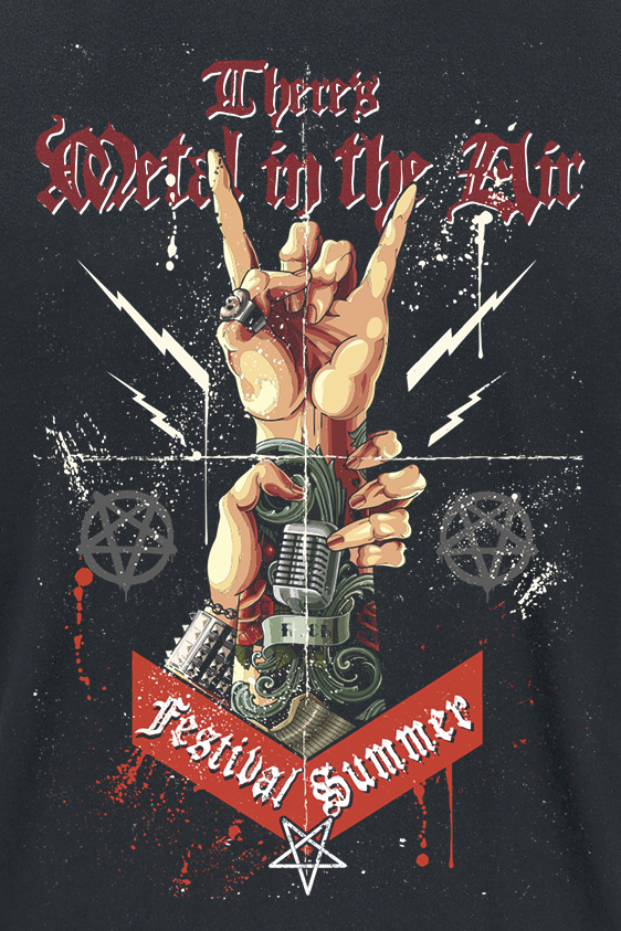 Alkohol & Party T-Shirt - There's Metal In The Air - Festival Summer - L - für Männer - Größe L - schwarz