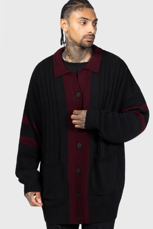 Killstar Gothic Cardigan - Gothabilly III - Crypt Roder Cardigan - for Men - black-red