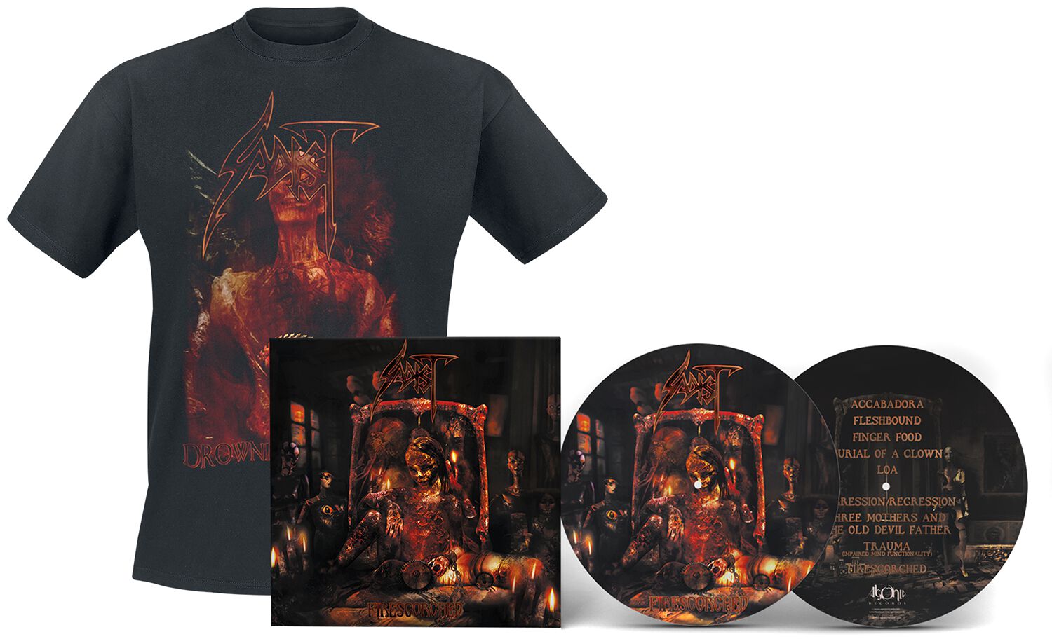 Image of Sadist Firescorched LP & T-Shirt Picture