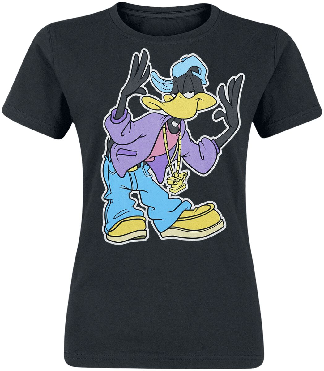 T-Shirt Manches courtes de Looney Tunes - Daffy Duck - S à XXL - pour Femme - noir