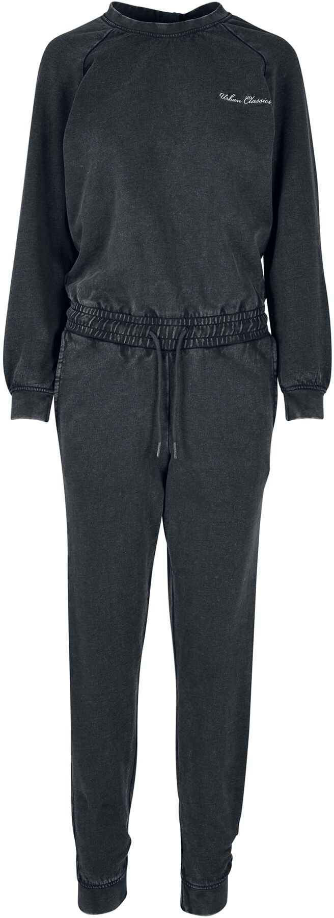 Ladies Small Embroidery Long Sleeve Terry Jumpsuit Jumpsuit schwarz von Urban Classics