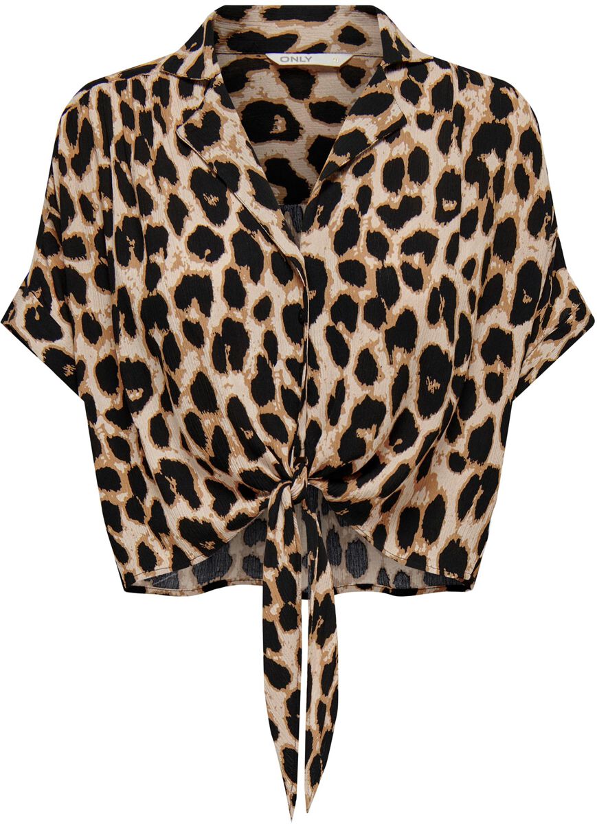 Only Onlpaula Life S/S Tie Shirt WVN NOOS Bluse leopard in L
