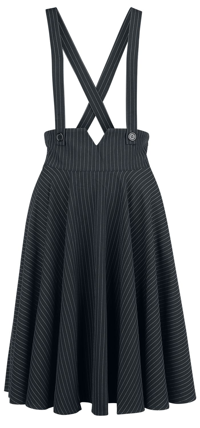 Voodoo Vixen Pinstripe Suspender Flare Skirt Mittellanger Rock schwarz weiß in L