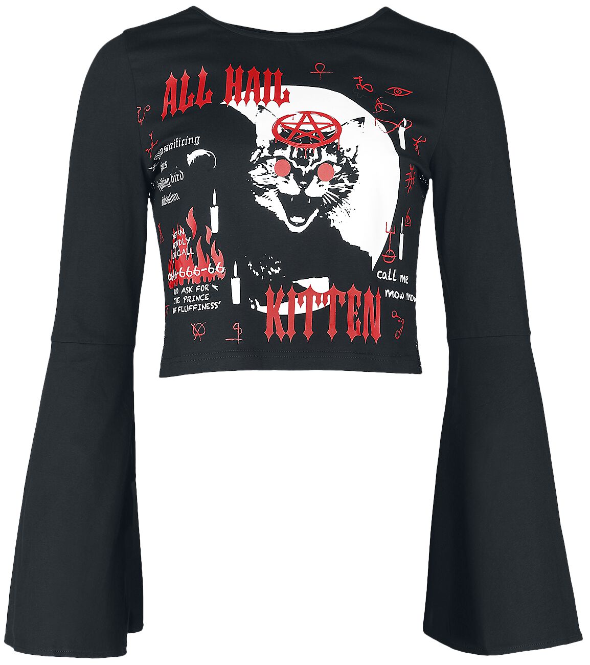 T-shirt manches longues Gothic de Jawbreaker - Hall Kitten Crop top with bell sleeves - XS à XXL - p