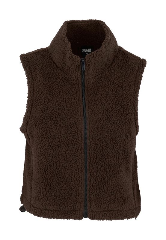 Urban Classics Ladies Short Sherpa Vest Weste braun in 3XL