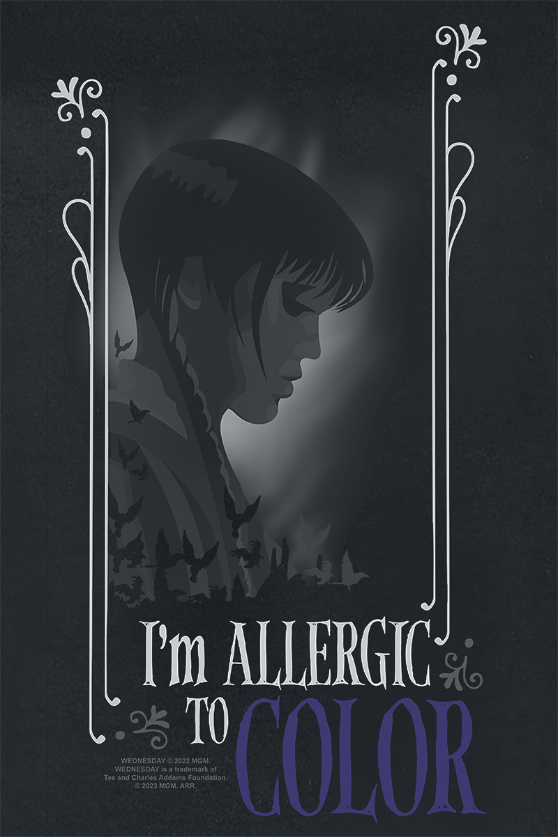 Wednesday T-Shirt - Allergic To Colour - S bis XXL - für Damen - Größe XL - schwarz  - Lizenzierter Fanartikel