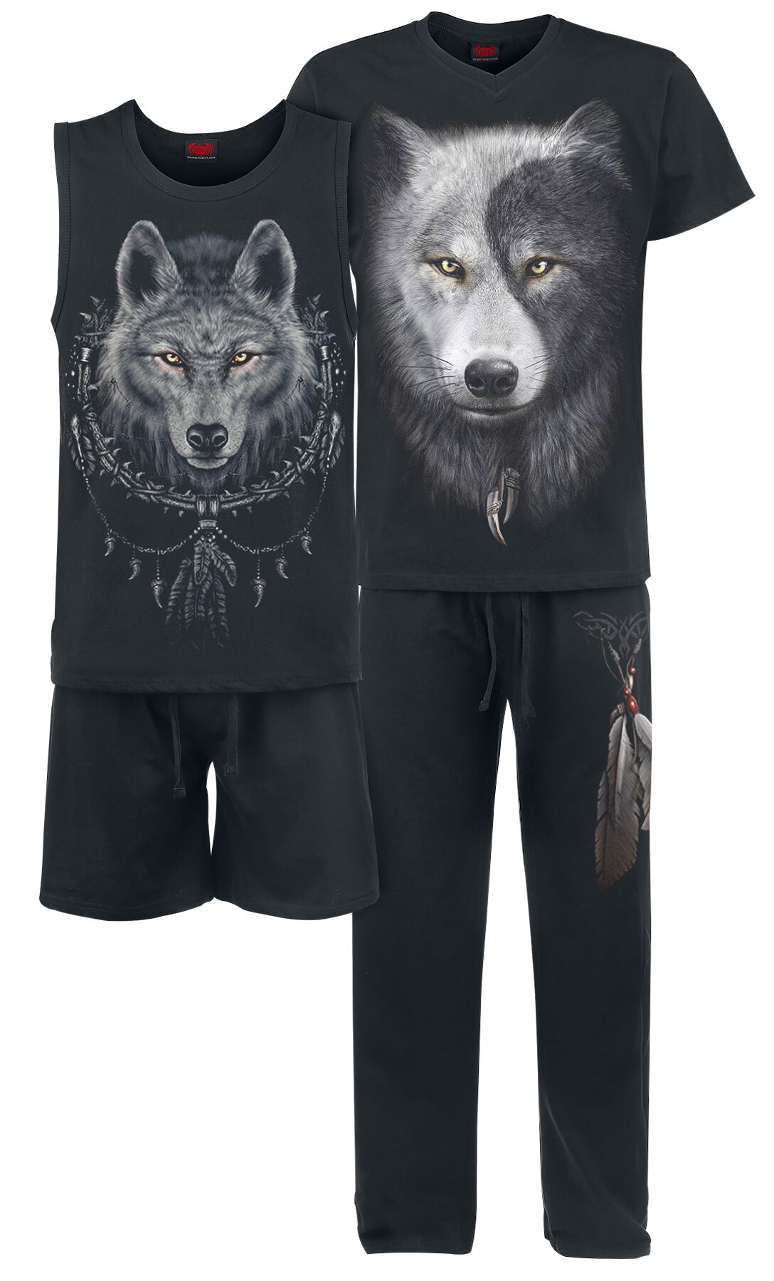 Levně Spiral Wolf Chi pyžama černá