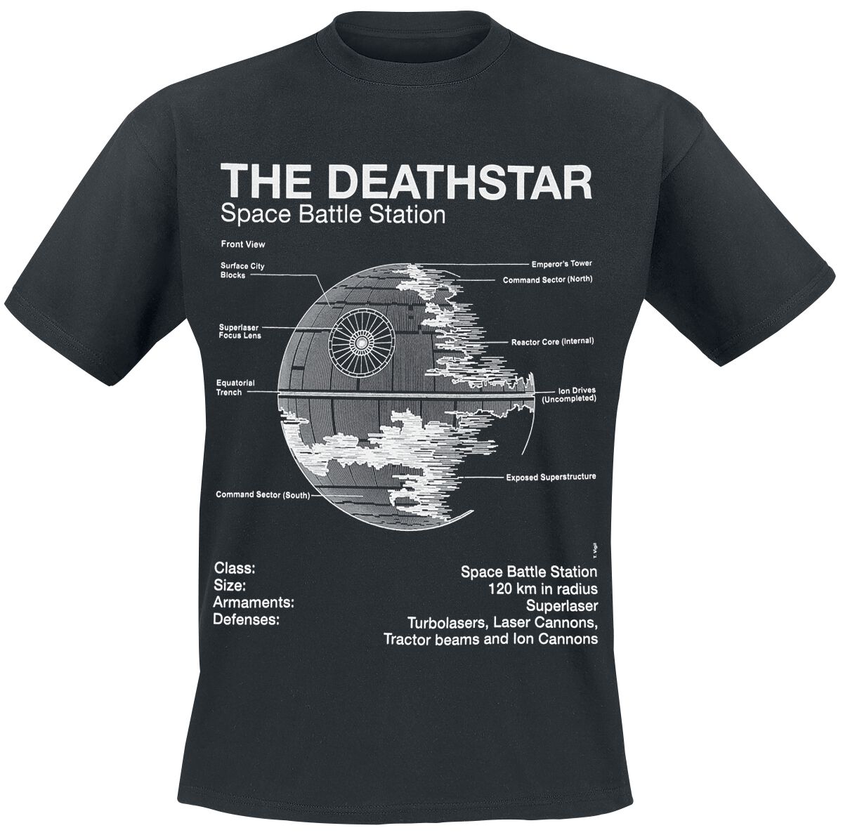 Star Wars Death Star Blueprint T-Shirt black