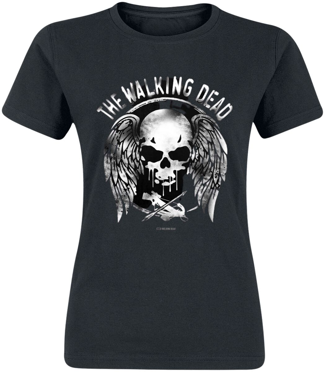 The Walking Dead T-Shirt - Wings And Skull - S bis XL - für Damen - Größe XL - schwarz  - Lizenzierter Fanartikel