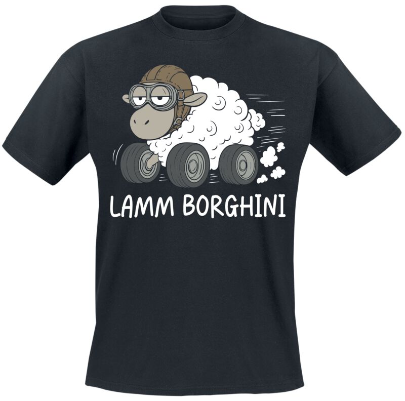 T-Shirt Manches courtes Fun de Tierisch - Lamm Borghini - M à 3XL - pour Homme - noir