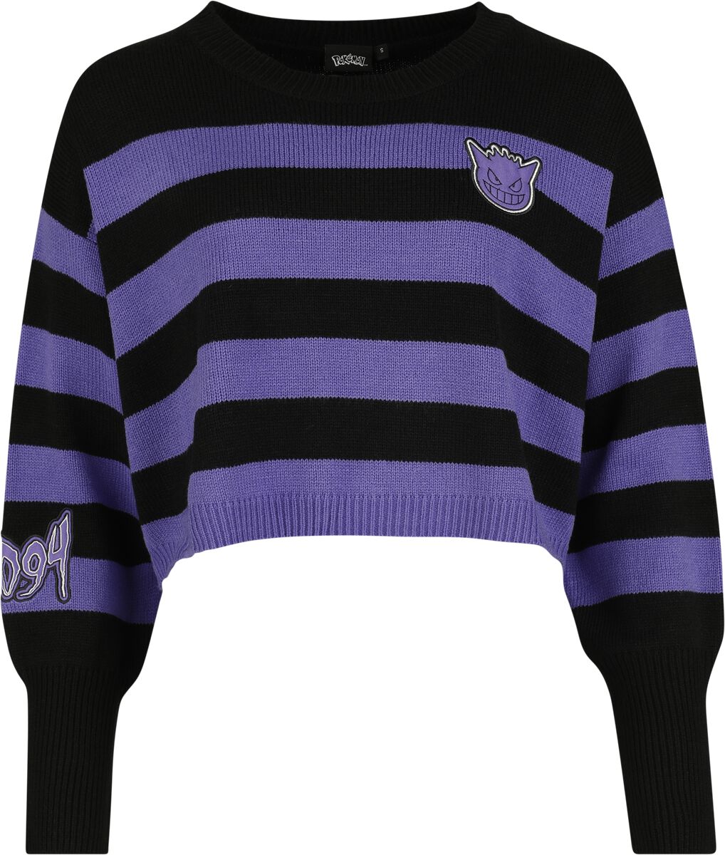Pokémon - gaming Stickad jumper - Gengar Knitted Sweater - S XXL - för Dam - svart/syrénlila